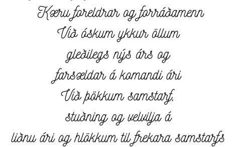Nýárskveðja frá stjórnendum og starfsfólki Vallarsels